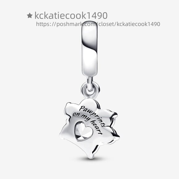 Pandora Sparkling Pet Paw Print Dangle Charm - Picture 2 of 5